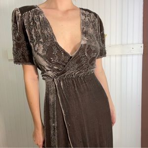 Johnny Was Velvet Eyelet Wrap Maxi Dress